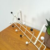 Vintage wall coat rack black white with hooks vintage
