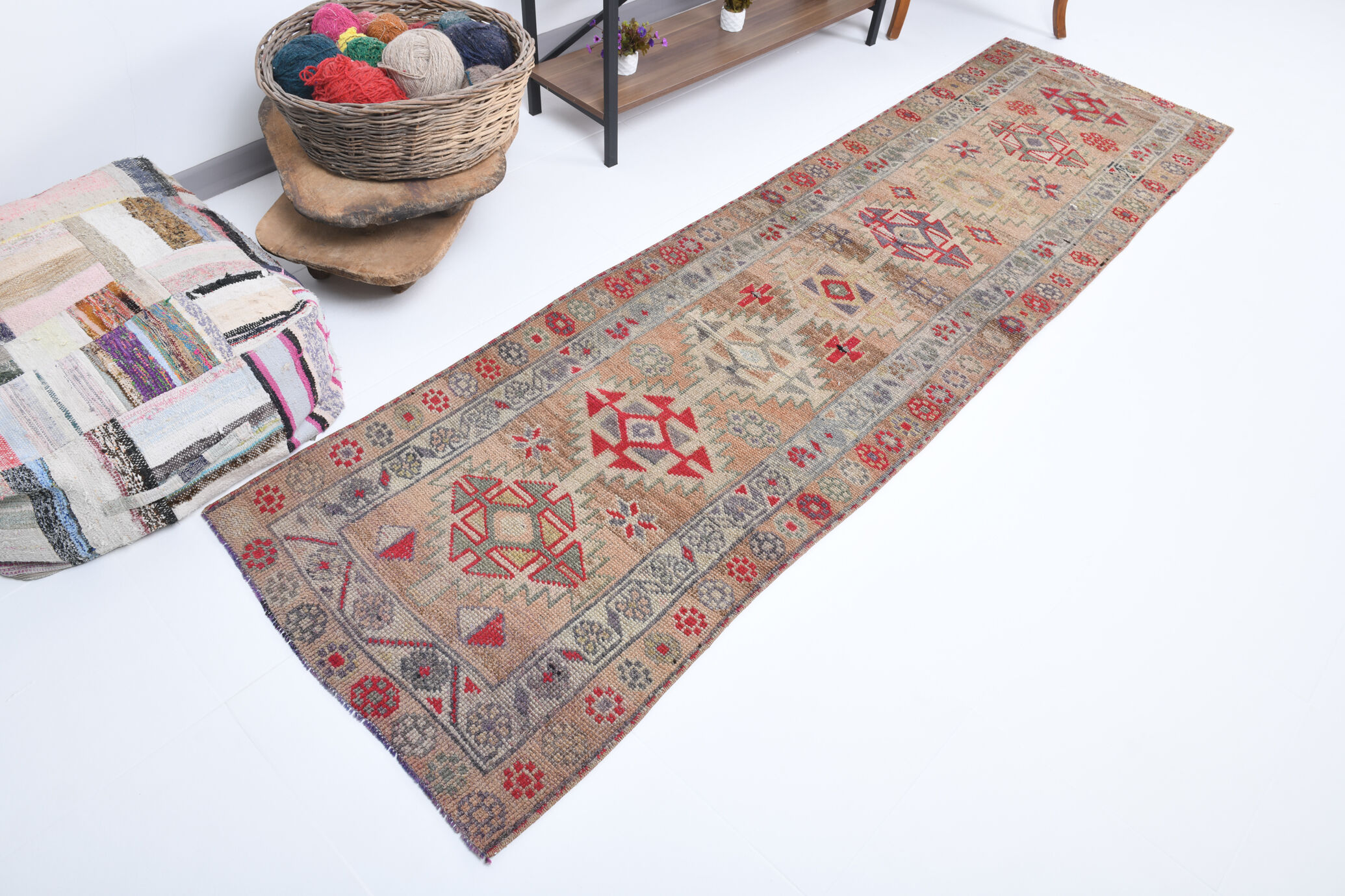 3x10 Turkish vintage runner rug, 80x292cm