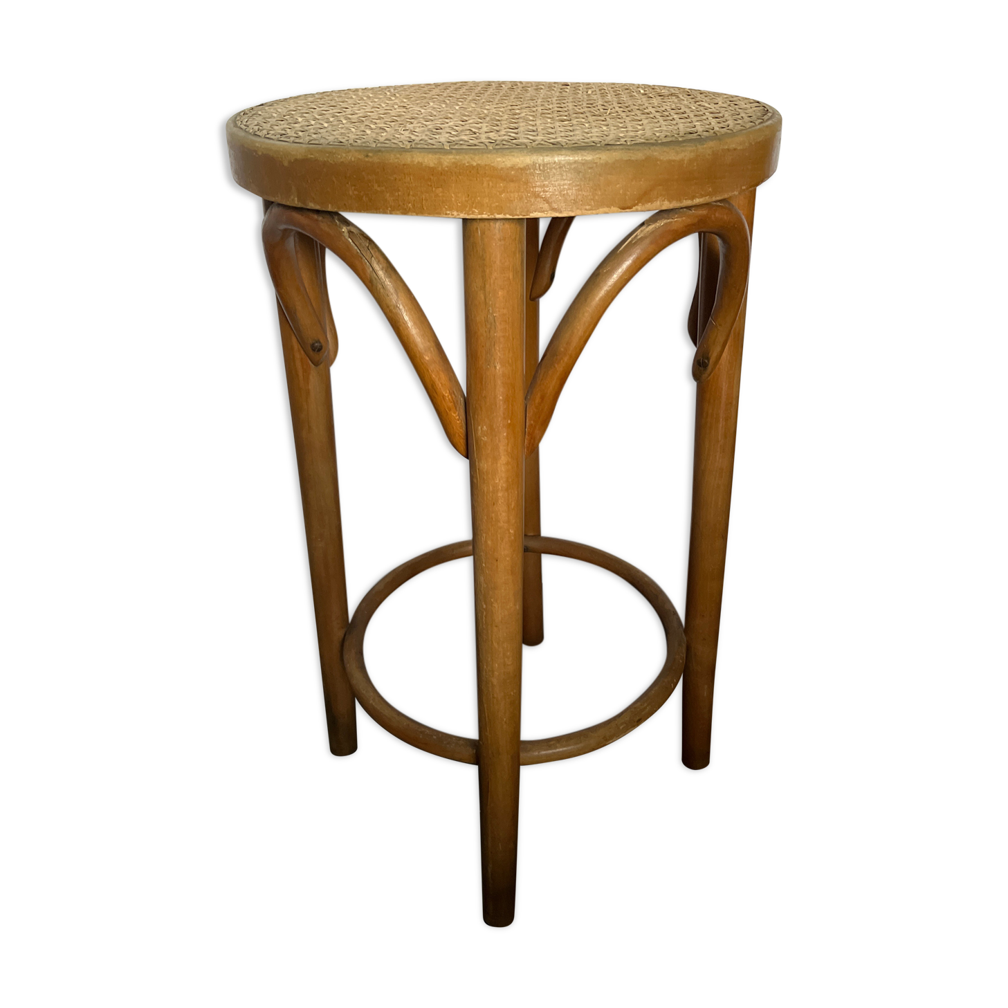 Curved wooden stool and cannage