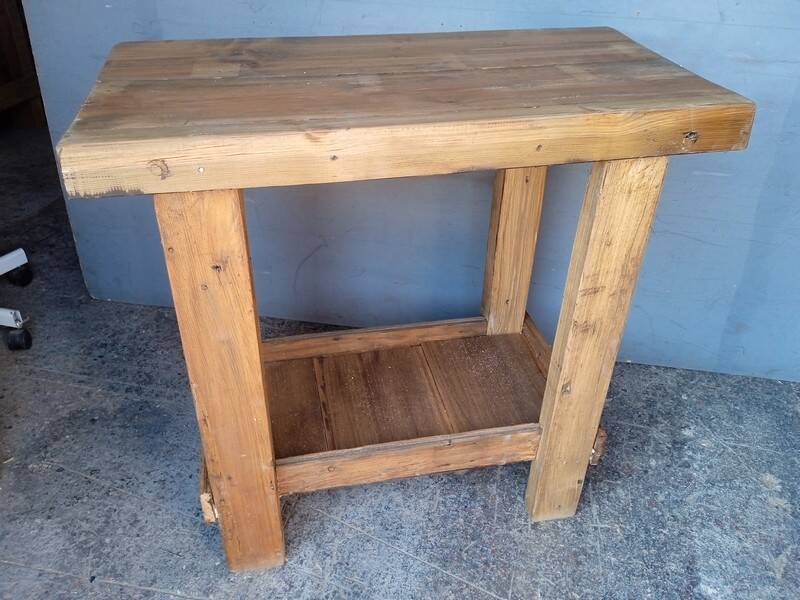 90cm old solid wood workbench