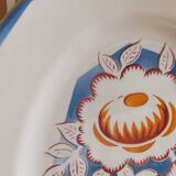 Oval white serving dish with floral patterns Floréal M.B.C.M.