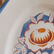 Oval white serving dish with floral patterns Floréal M.B.C.M.