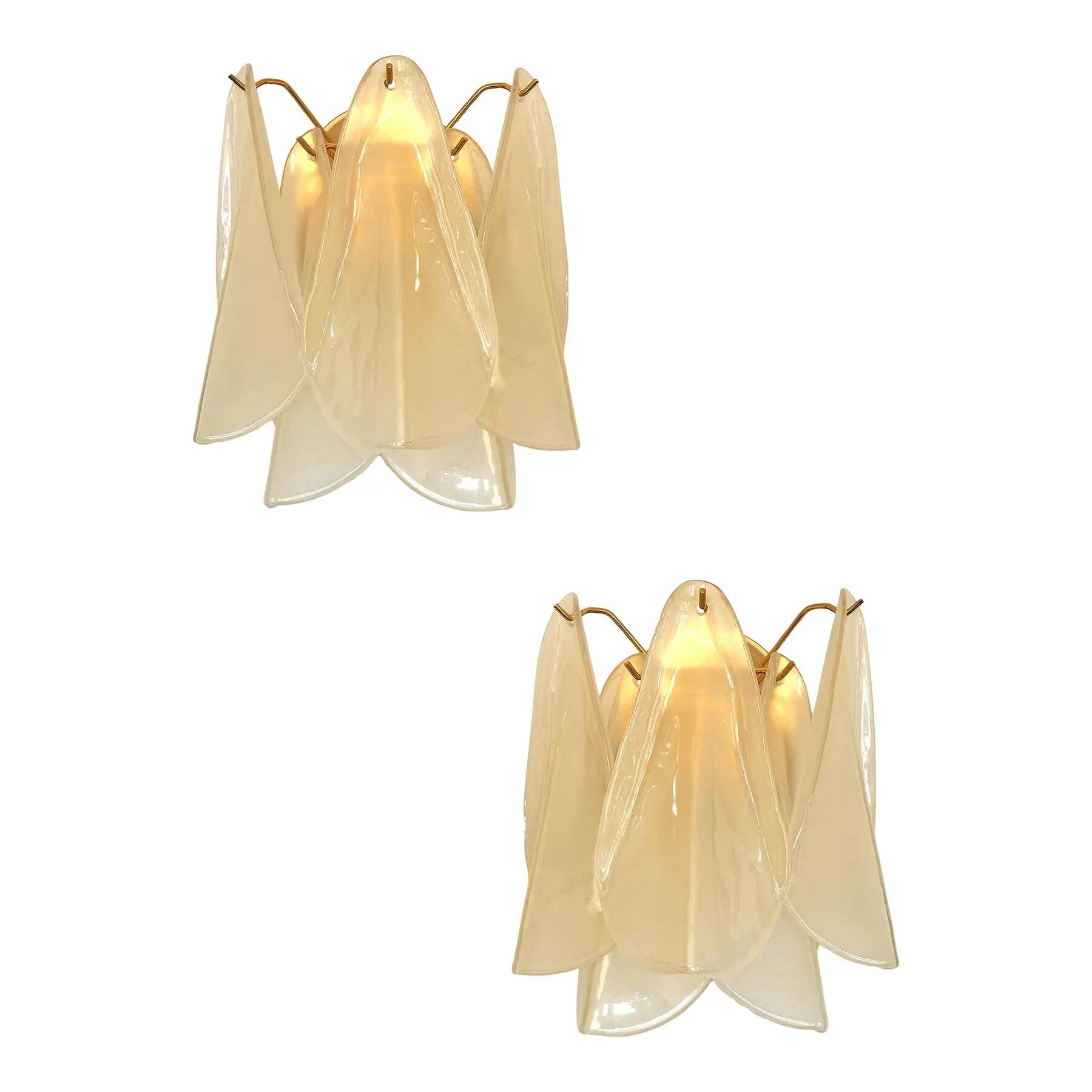 Contemporary Modern Sanded Champagne "Rondini" Murano Wall Sconces- Set of