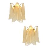 Contemporary Modern Sanded Champagne "Rondini" Murano Wall Sconces- Set of