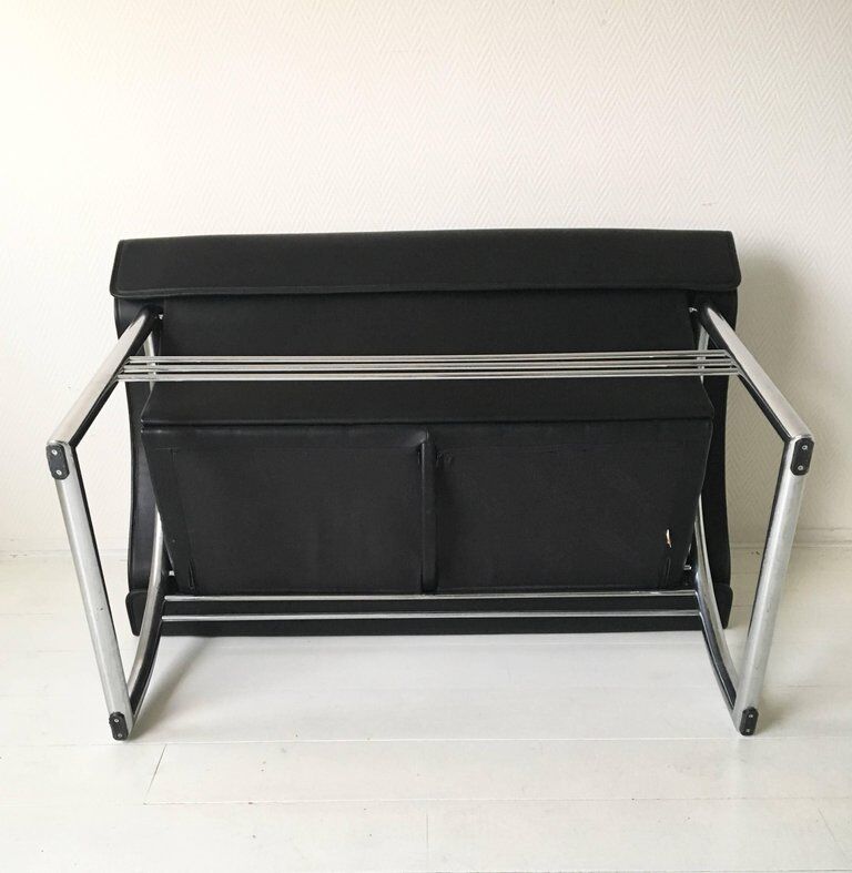 Sofa and Chair in black leather of Sede DS-127 of Gerd Lange 1980 s