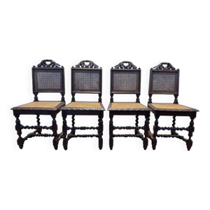 Série de 4 chaises style - cannage