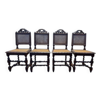 Set of 4 Renaissance cane chairs.