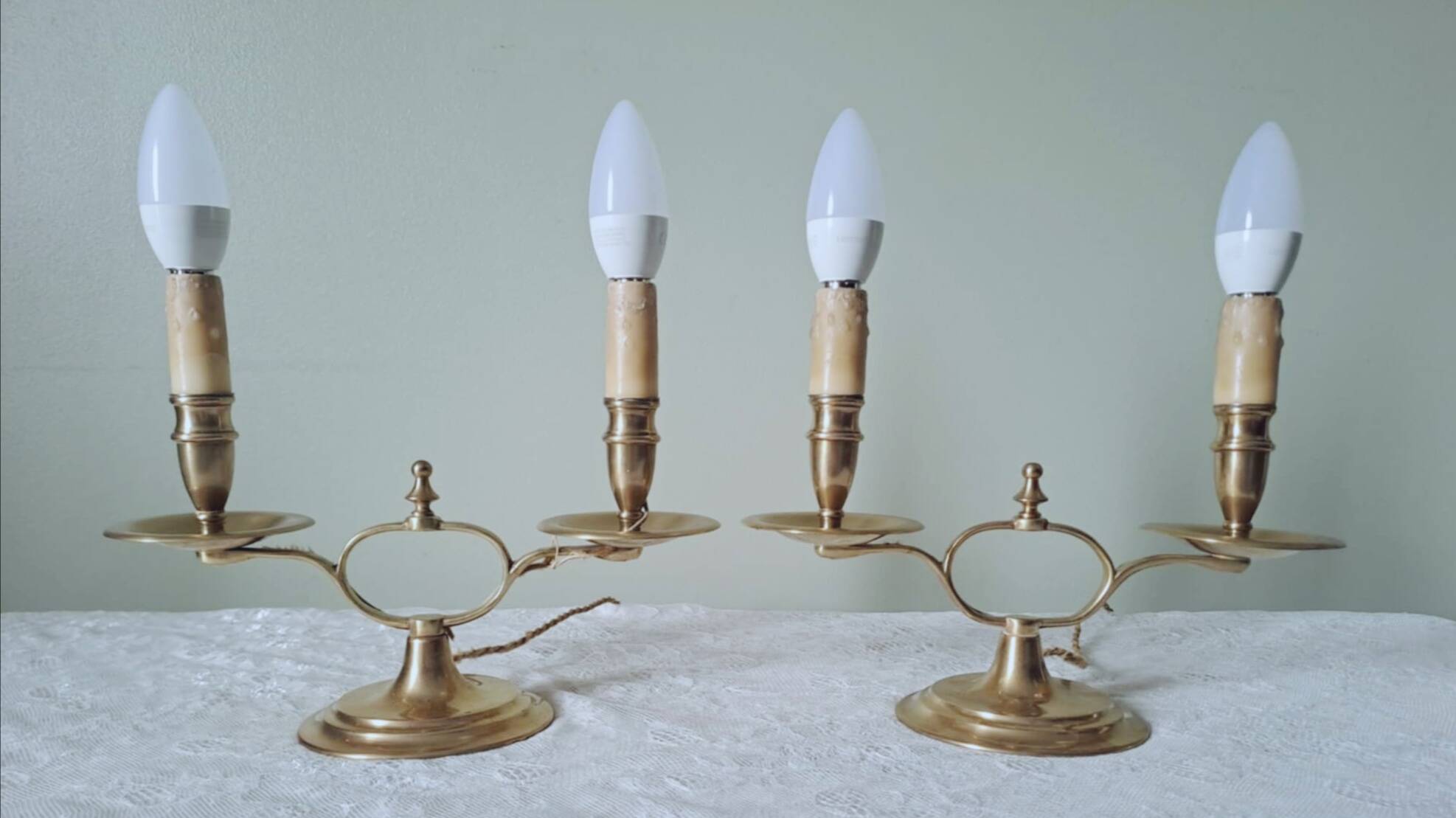 Pair of English gilt bronze "Peerage" lamps