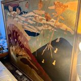 Art Deco headboard in wood and marquetry