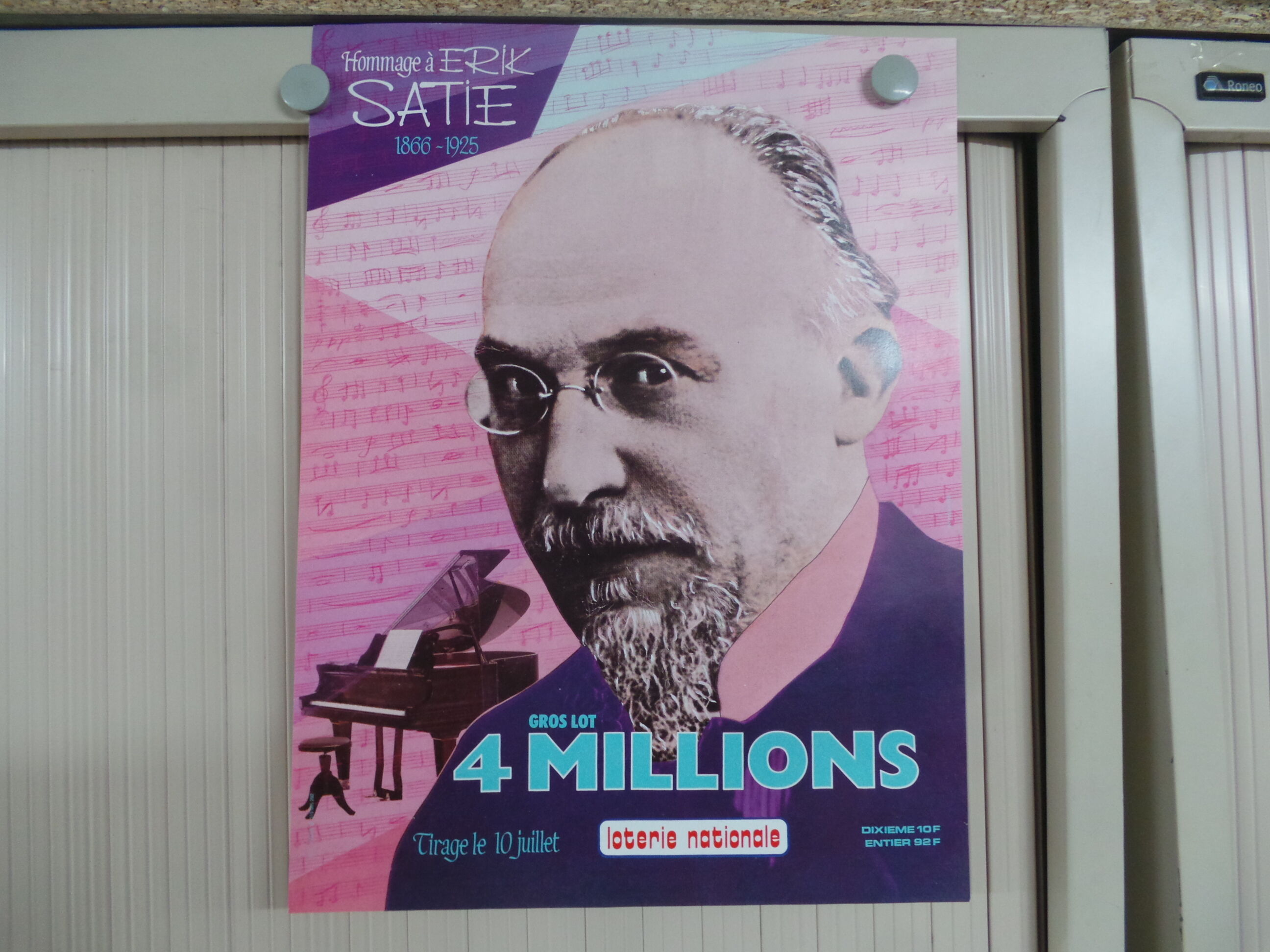 Original National Lottery poster tribute to Erik Satie 1985
