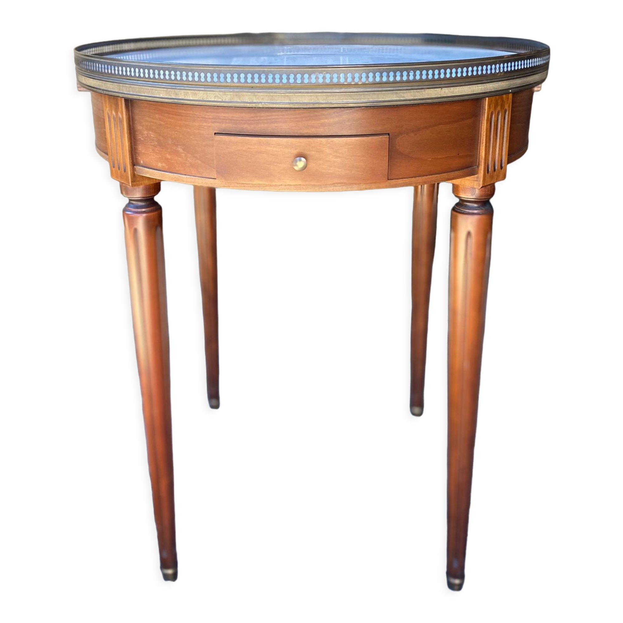 White marble hot water bottle table