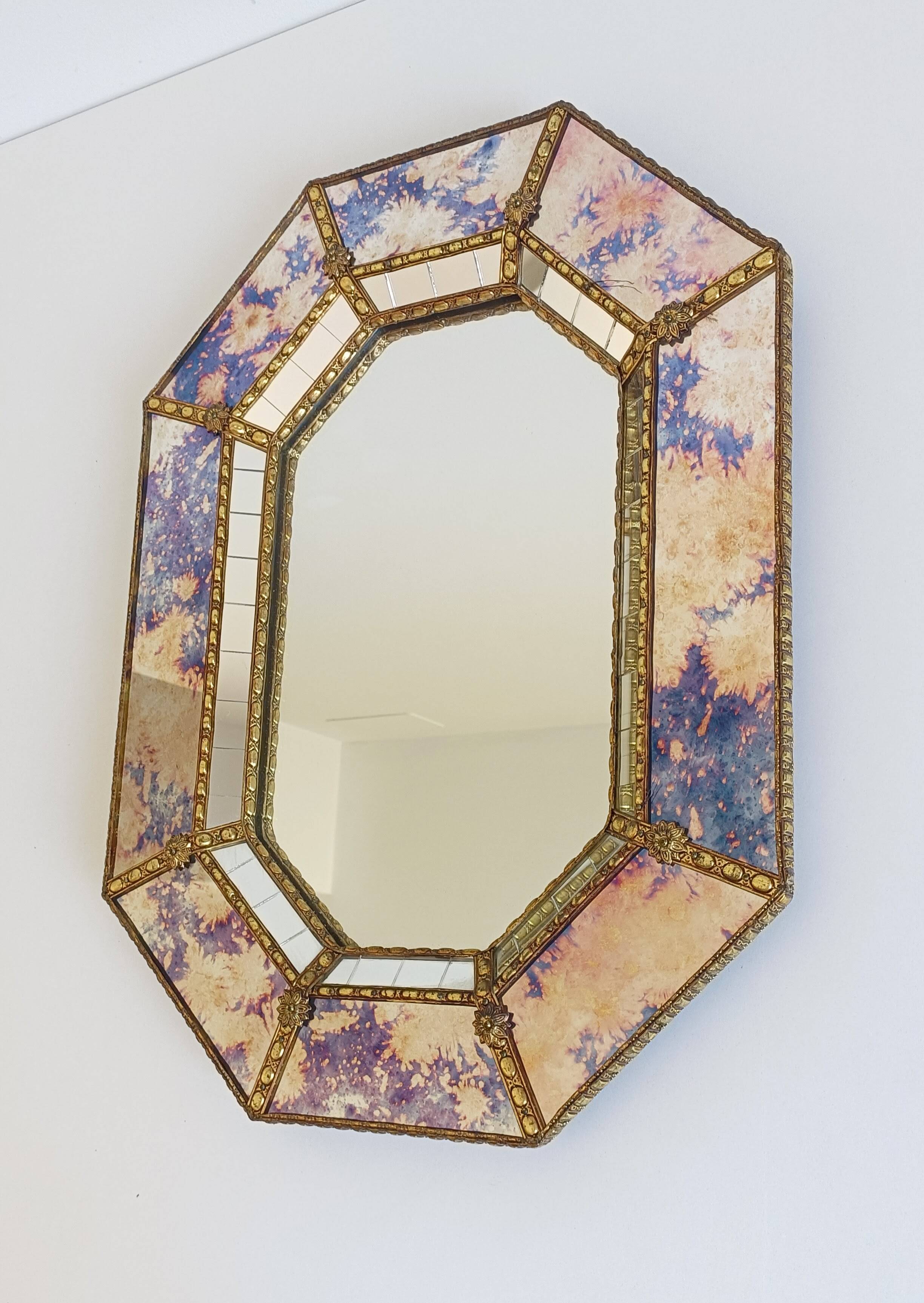Venetian Modern Octagonal Wall Mirror, Handcrafted in Spain, Dated 1989