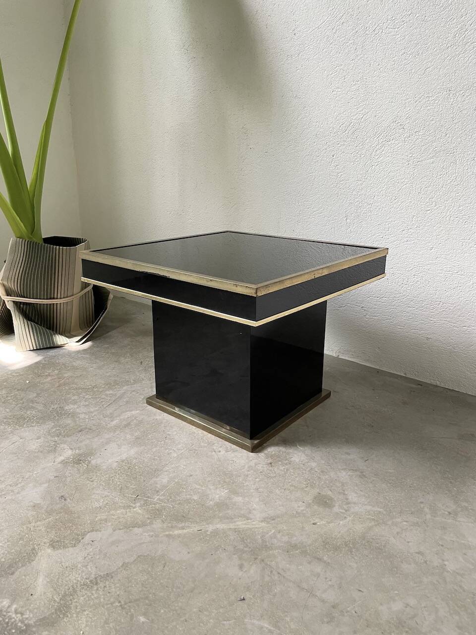 Black lacquer and brass console coffee table