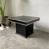 Table basse console appoint en laque noire et laiton