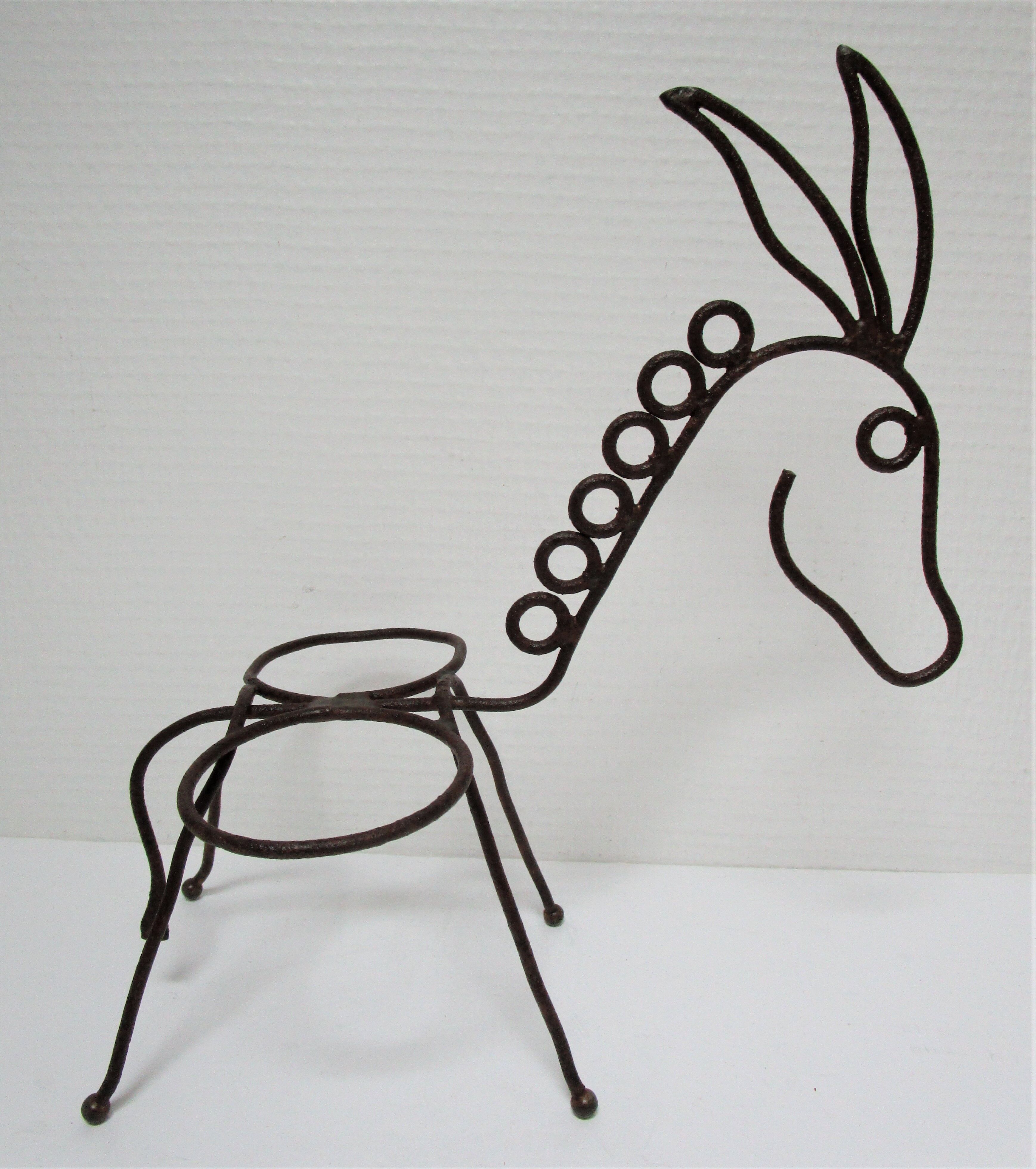 Sculptural zoomorphic gardener donkey metal patina rust vintage 50 60s