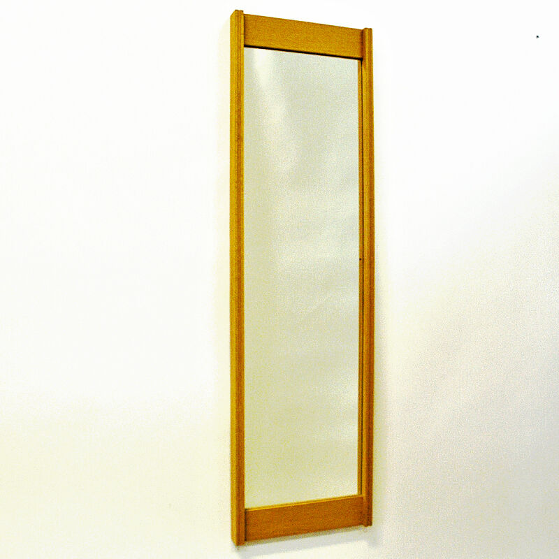 Oak wallmirror by Aktuell Form AB - Sweden 1960s