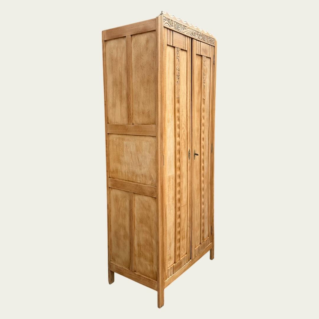 Parisian Art Deco wardrobe, raw wood.