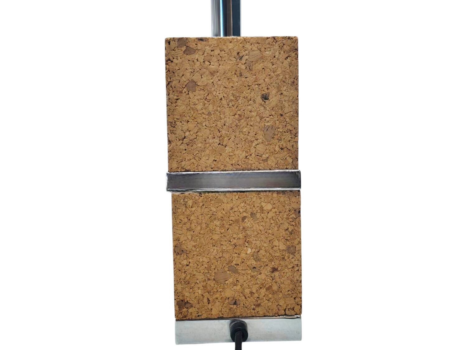 Vintage Modernist Table Lamp Base – Cork and Chrome Design — 1970s