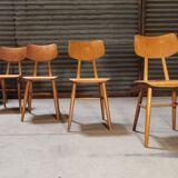 Set of 5 all-wood chairs published by Ton 1960