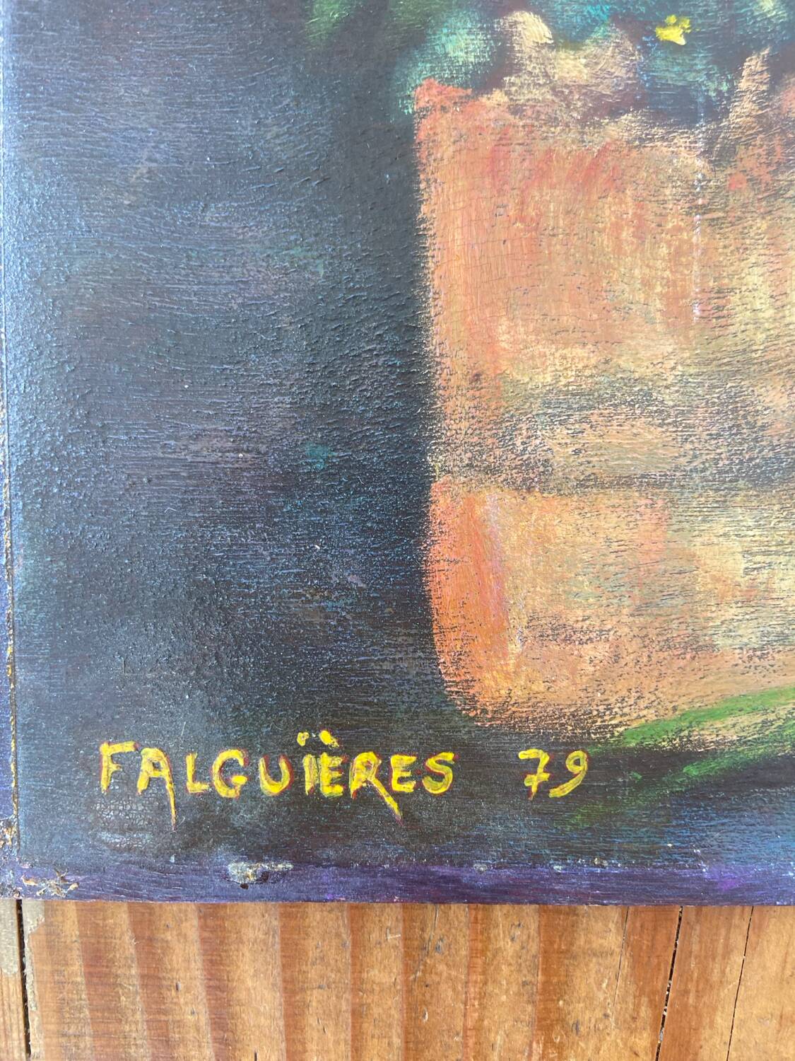 Oil on panel still life flowers