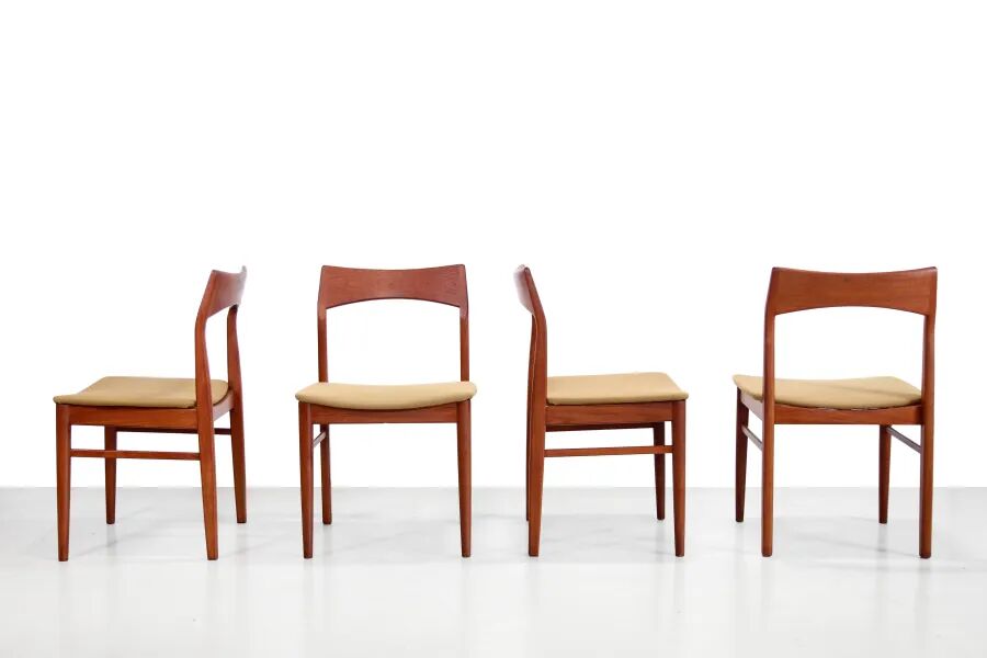 Set of four teak dining chairs by Henning Kjærnulf model 59 for Vejle Stolenfabrik