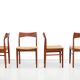 Set of four teak dining chairs by Henning Kjærnulf model 59 for Vejle Stolenfabrik