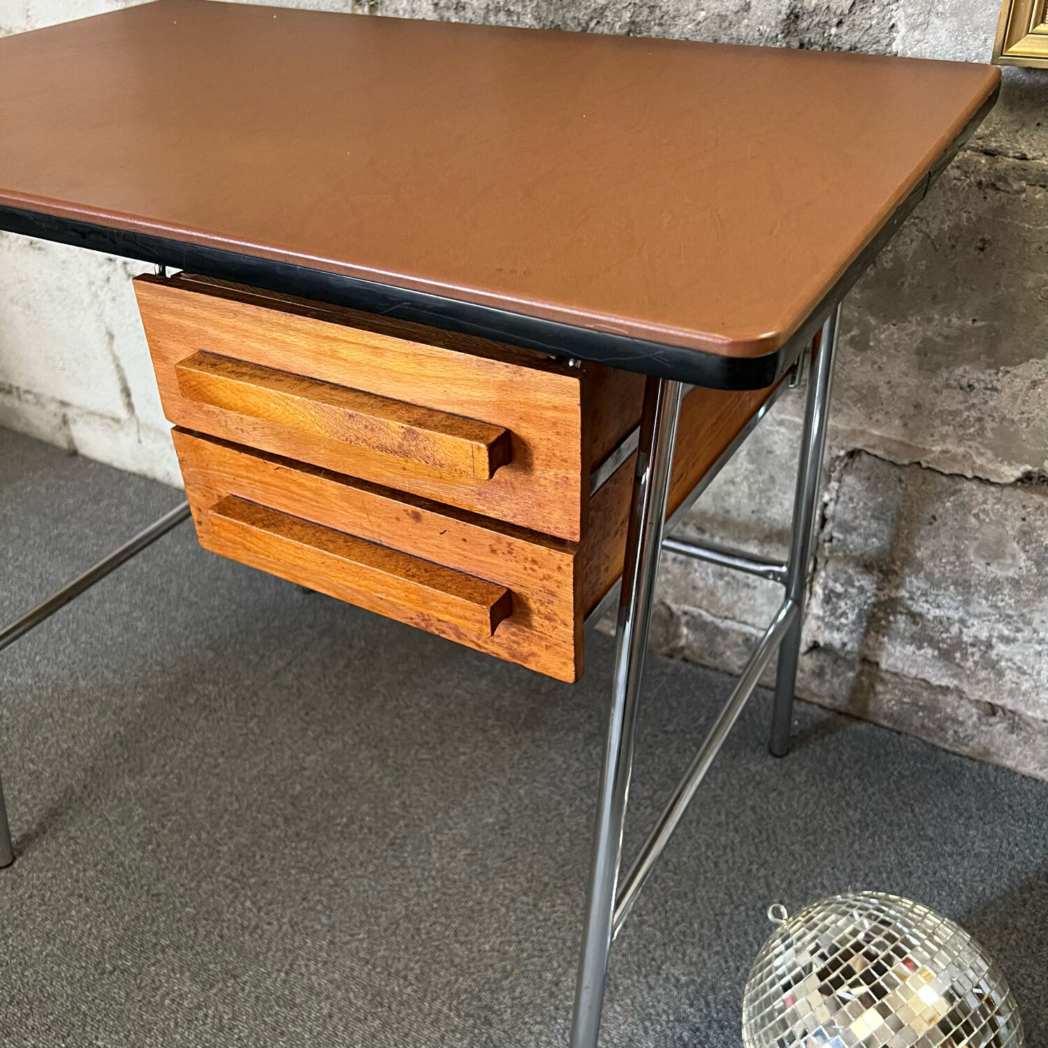 Bureau vintage métal et bois
