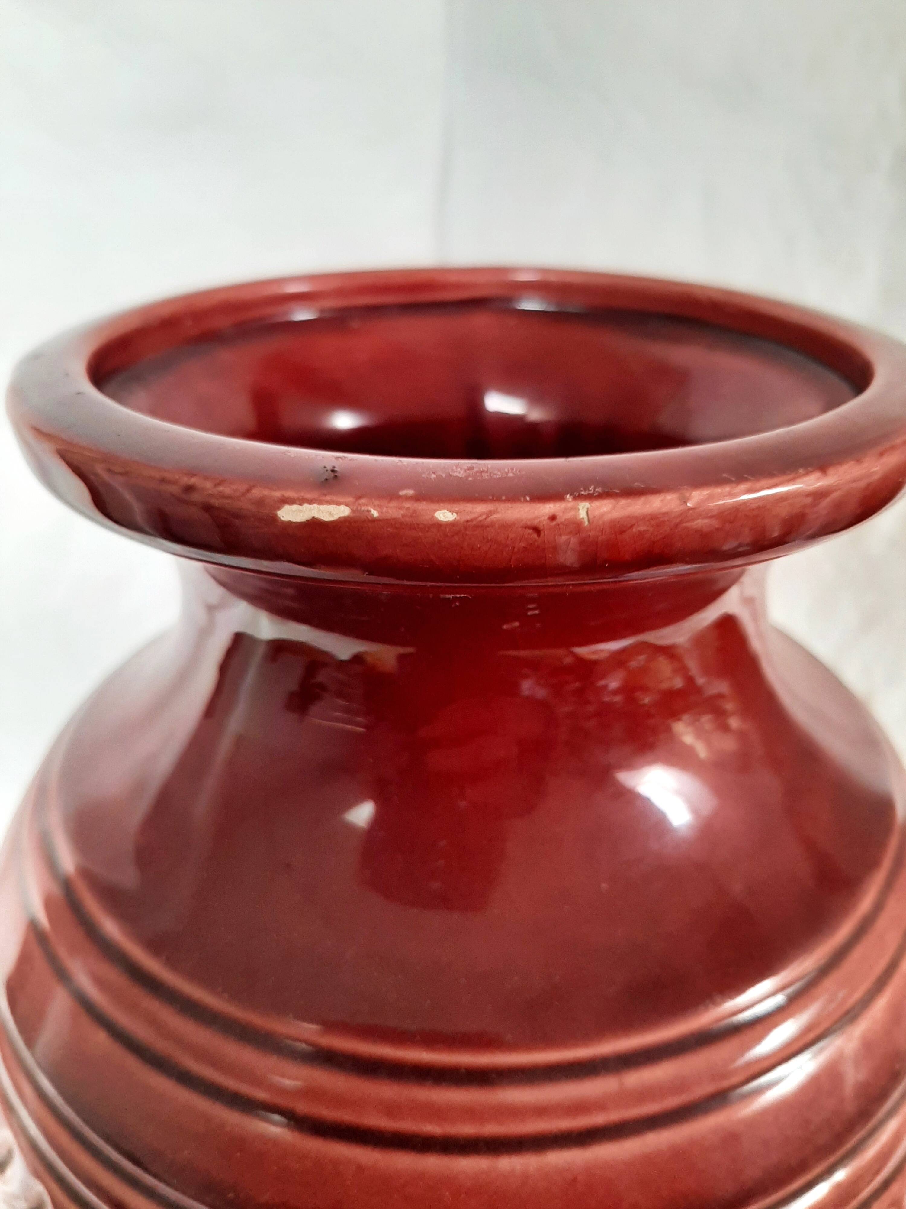 30s vase Saint Clément "feather" decoration