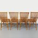 Set of 4 vintage Audoux Minet rattan chairs from the 1950s and 60s.