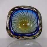 Blue Brown Sommerso Murano Glass Bowl or Ashtray by Flavio Poli, Italy, 1960s
