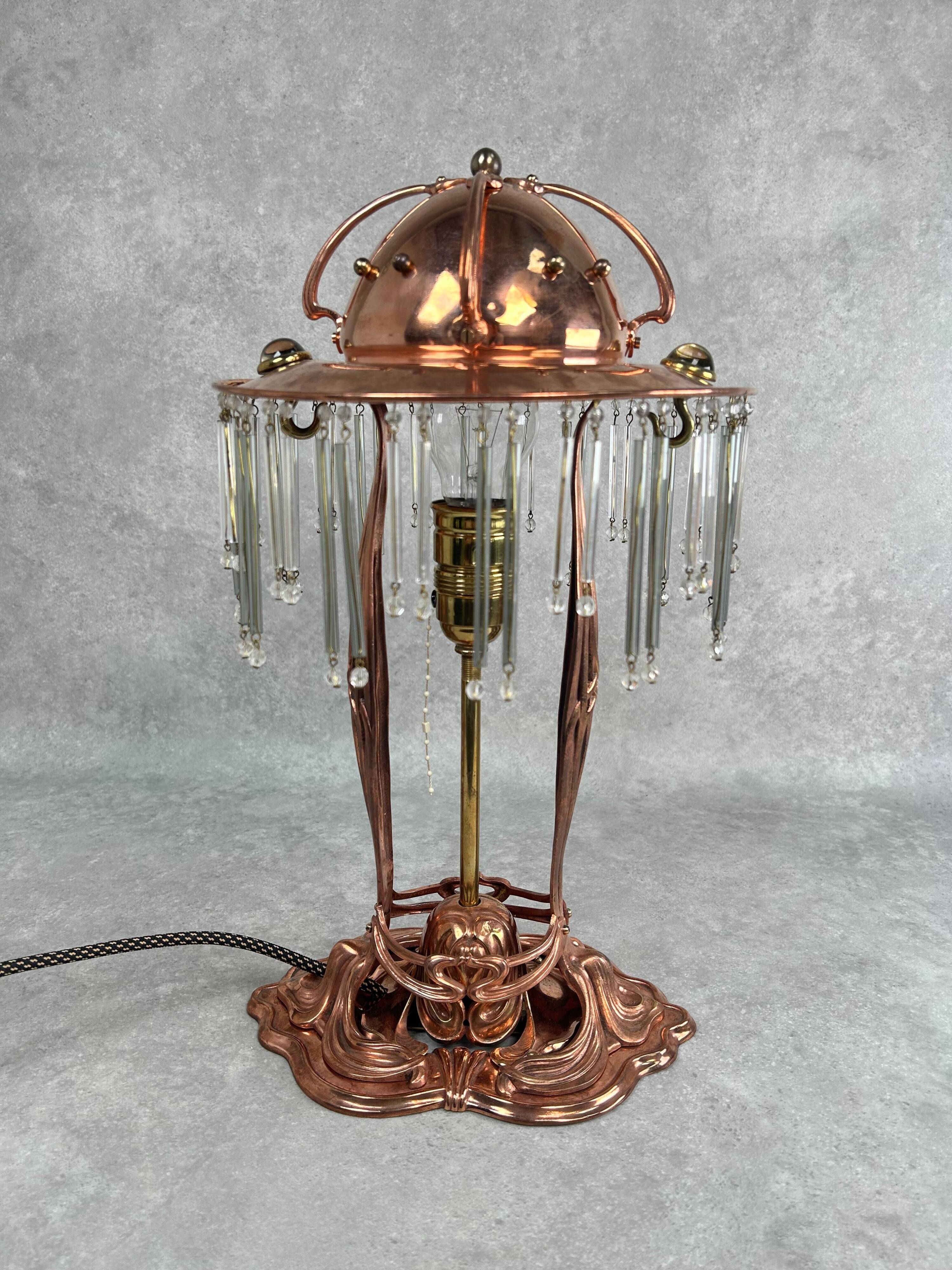 Lampe de table Jugendstil en cuivre