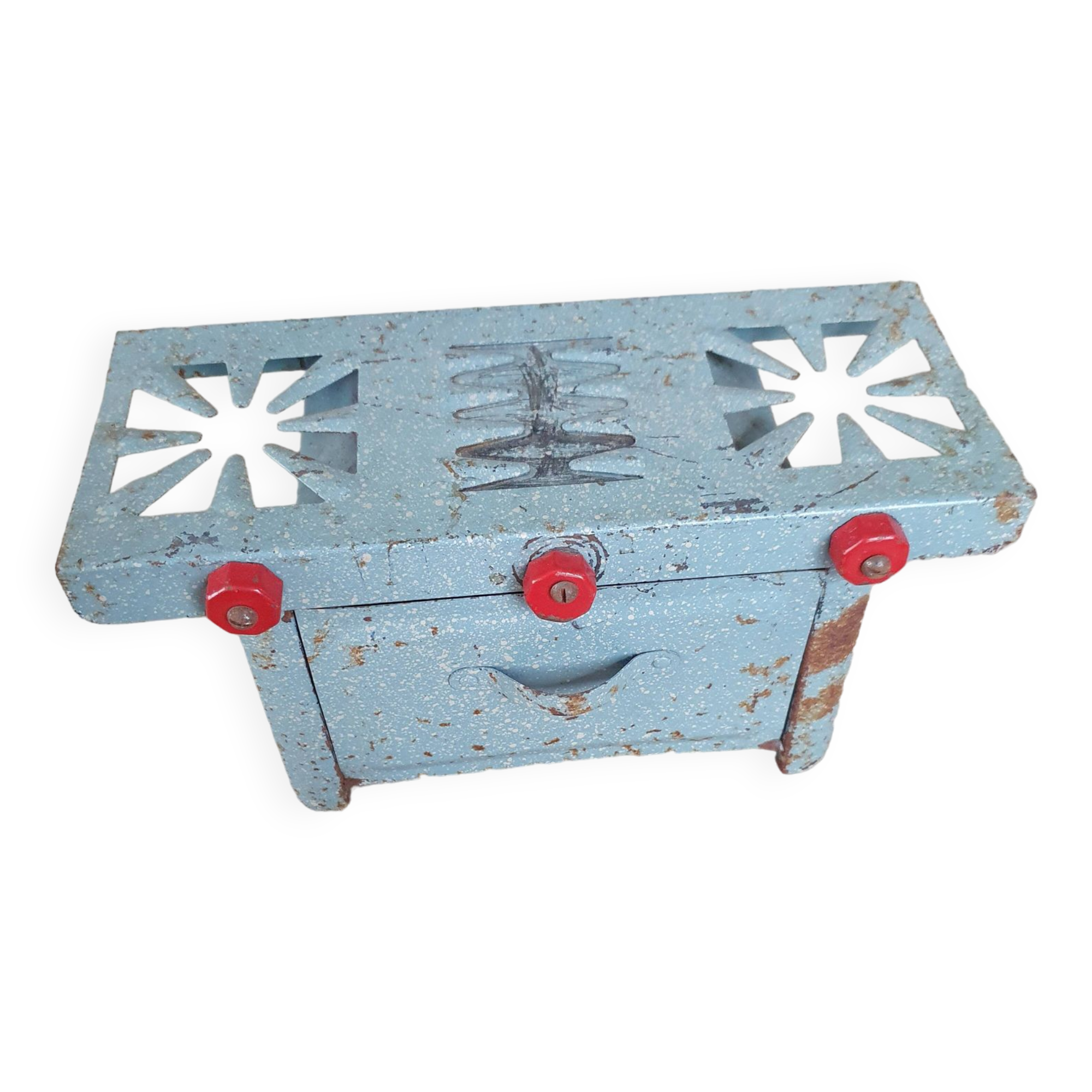 Miniature metal gas stove, (toy from the 1950s)