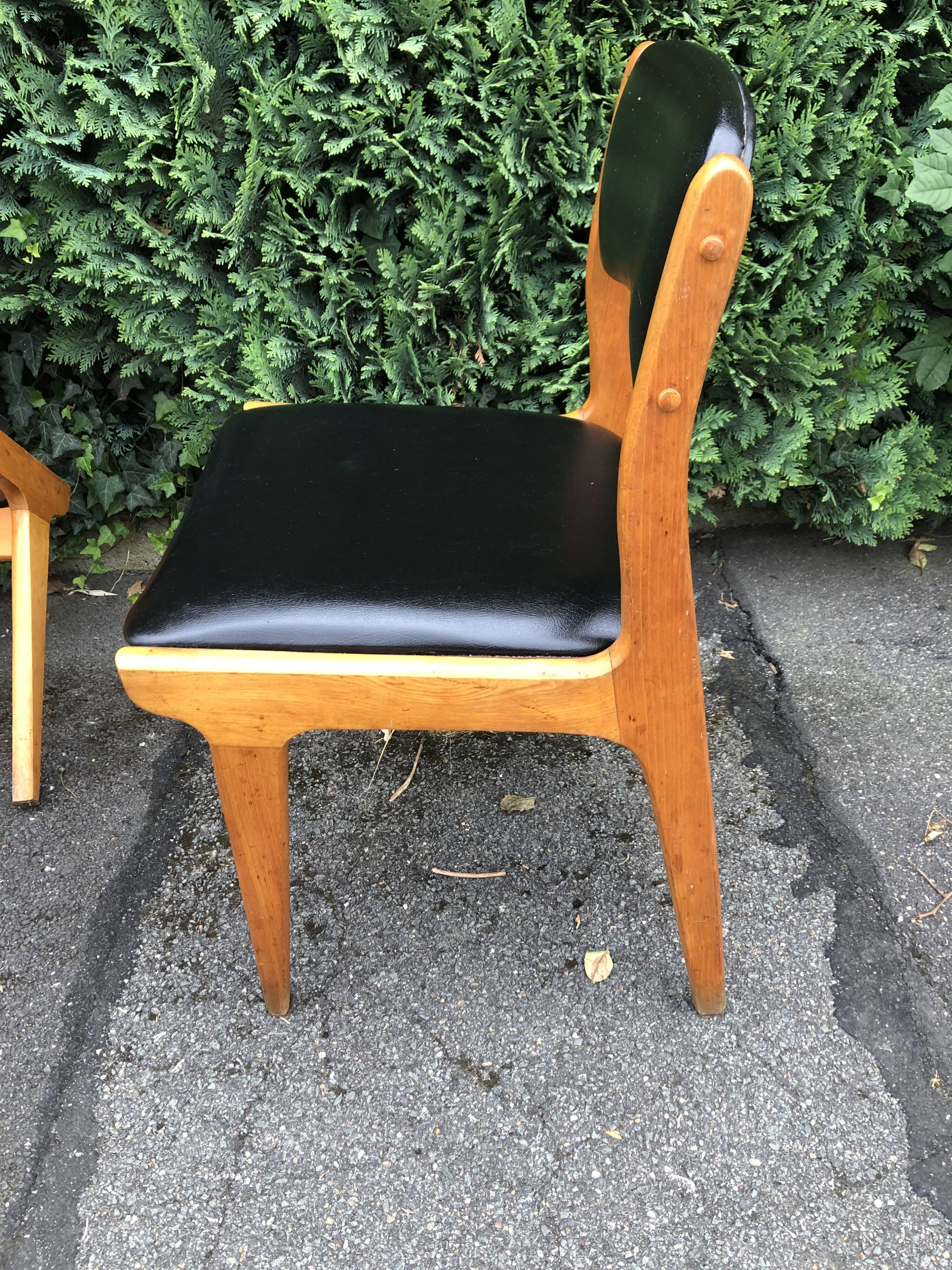 Scandinavian skay chairs and vintage blond wood 60s