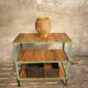 Old shelving green with wood