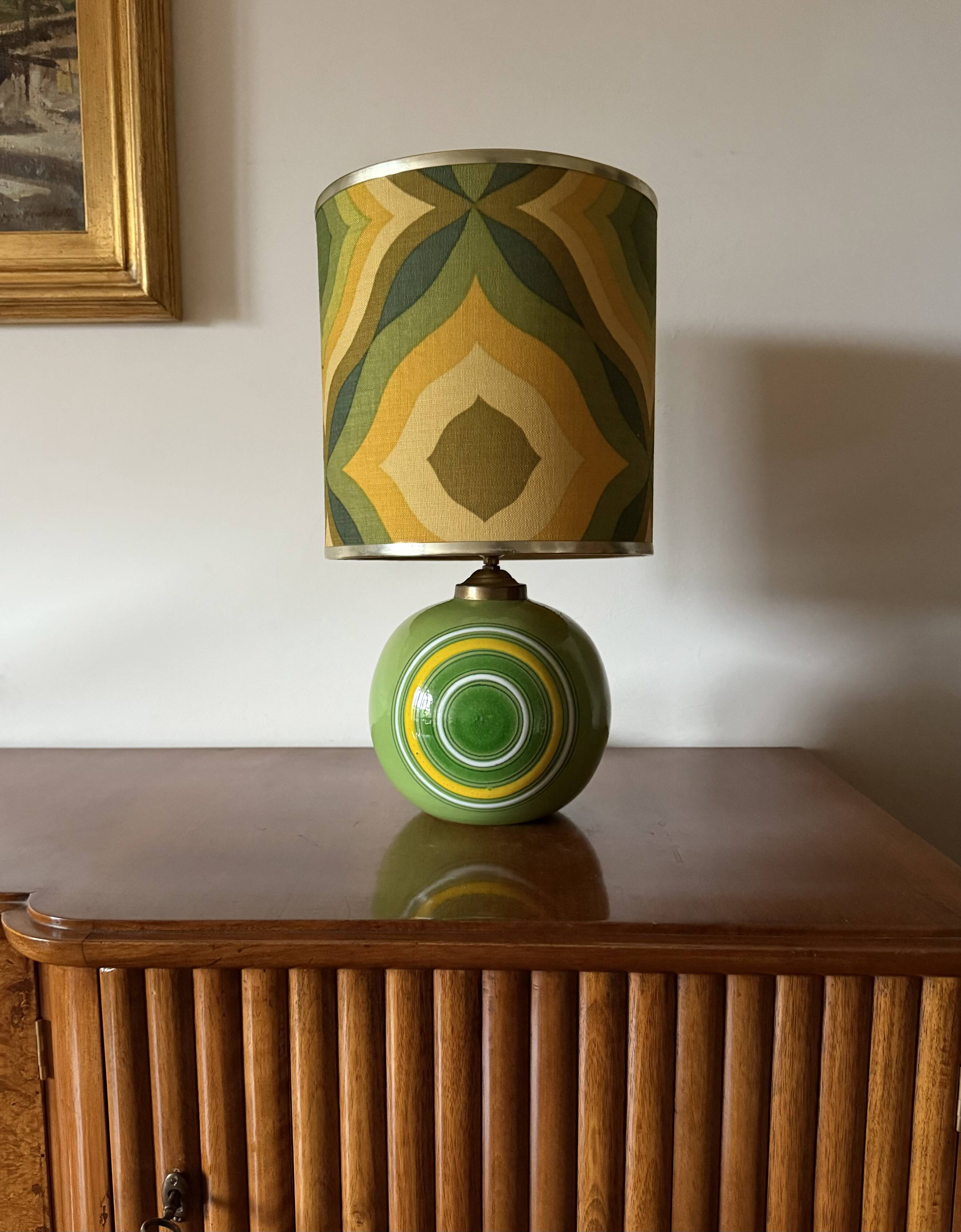 Space Age green ceramic table lamp, Italy 1960s