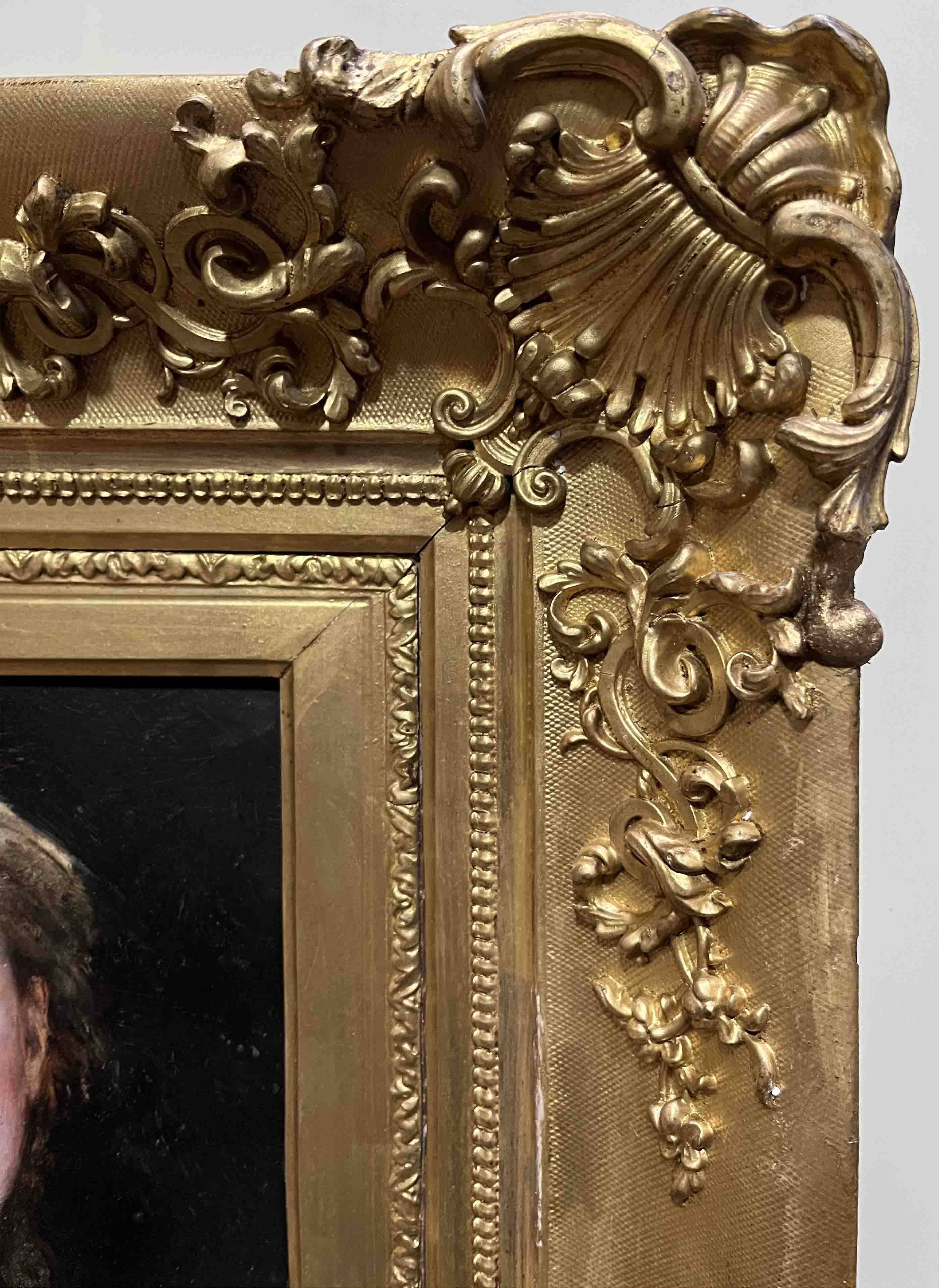 Tableau HSP circa 1900 Portrait Art Nouveau "Woman with the Letter" + frame