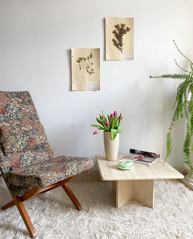 Travertine coffee table
