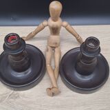 Pair of English turned wooden candlesticks