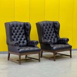 Vintage Tufted Leather Chesterfield Style Wing Back Chair (Price is For One Chair)