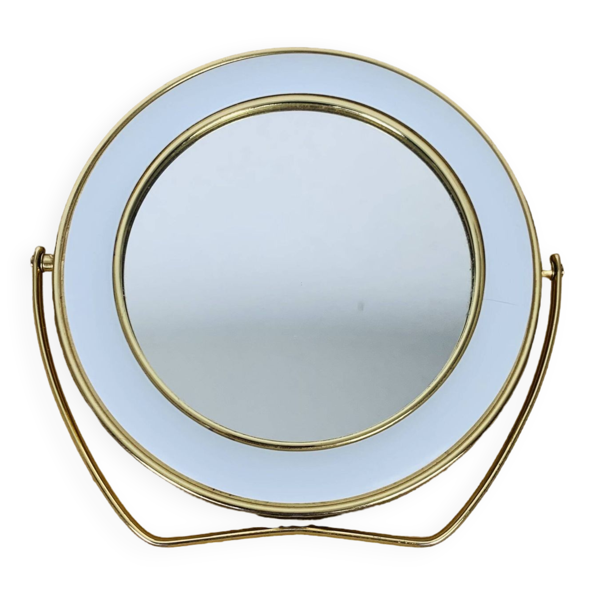Barber mirror to stand in gold metal 14 cm