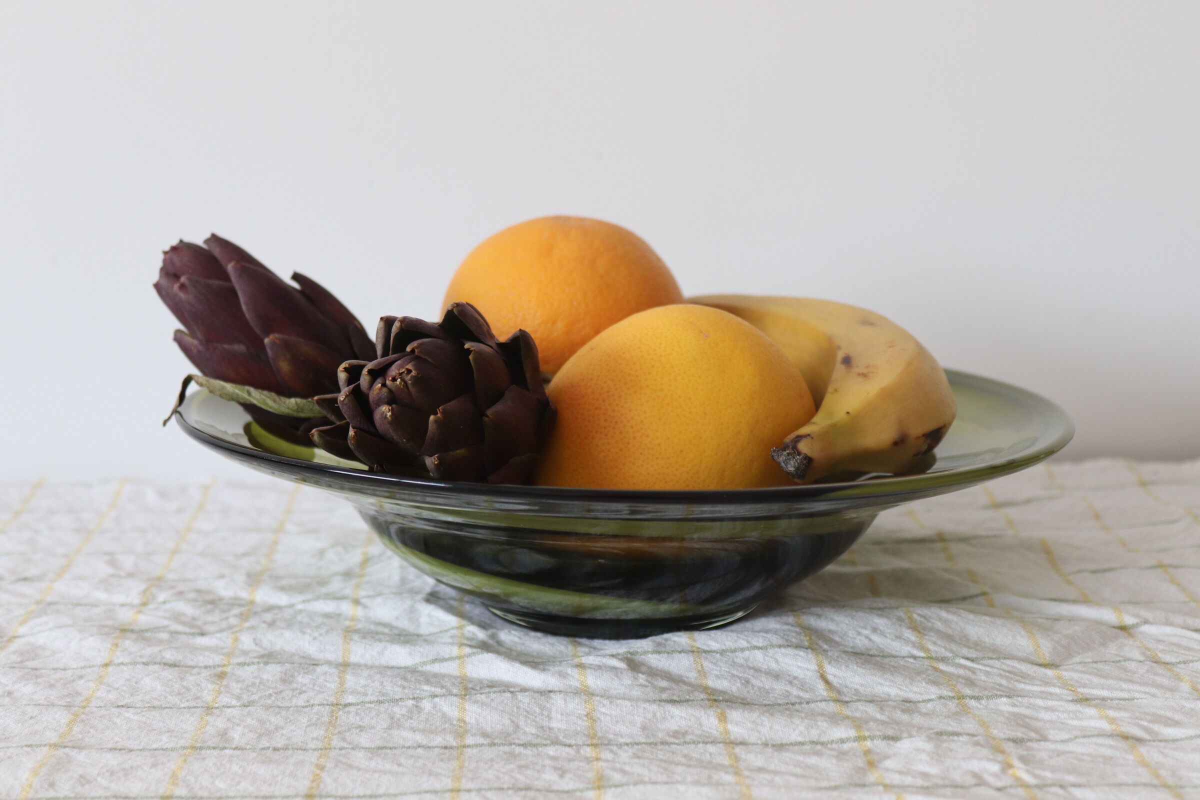 Green blown glass dish