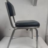 pair of vintage design chair 1960 aluminium skai black