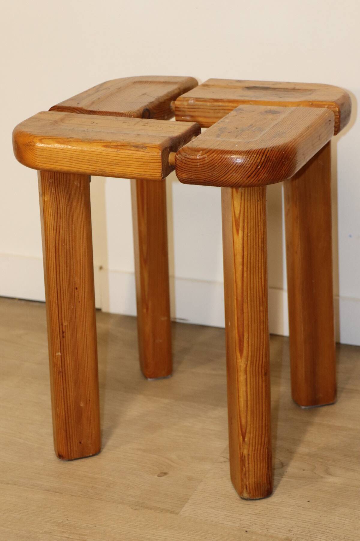 Vintage pine stool by Olof Ottelin - 1960