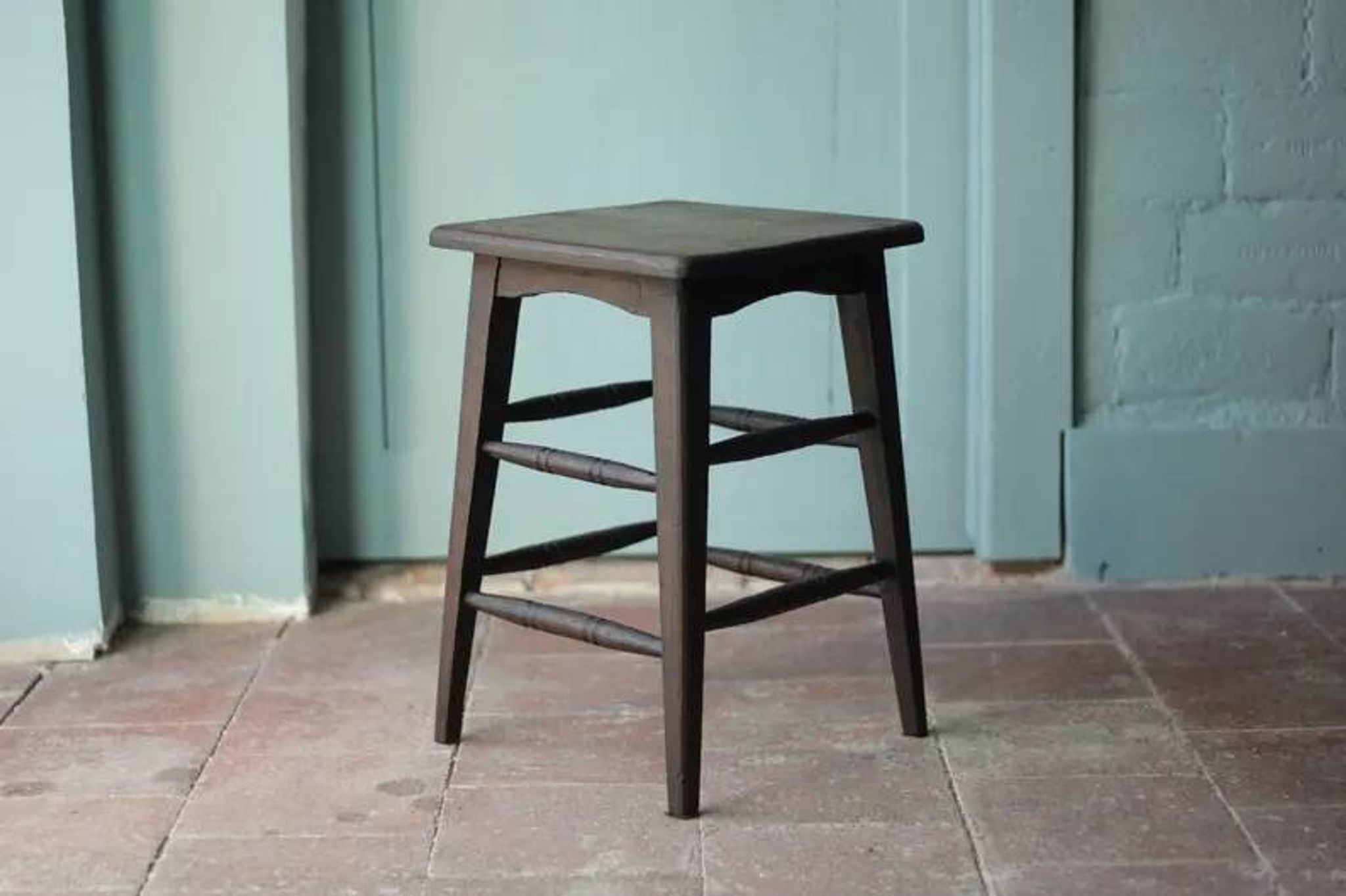 Vintage French stool from the 1940s, wooden stool, extra seat, stool.