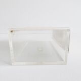 WMF box made of acrylic plexiglass and silver-plated lid, Sigrid Kupetz Design, jewelry box, napkin