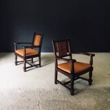 Mid-Century Modernist Armchairs in the style of Francis Jourdain, France, 1940s, Set of 2