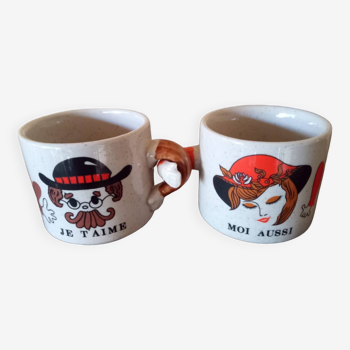 Vintage amour stoneware coffee mugs