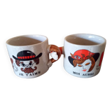 Tasses à café en grès vintage amour