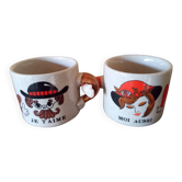 Tasses à café en grès vintage amour