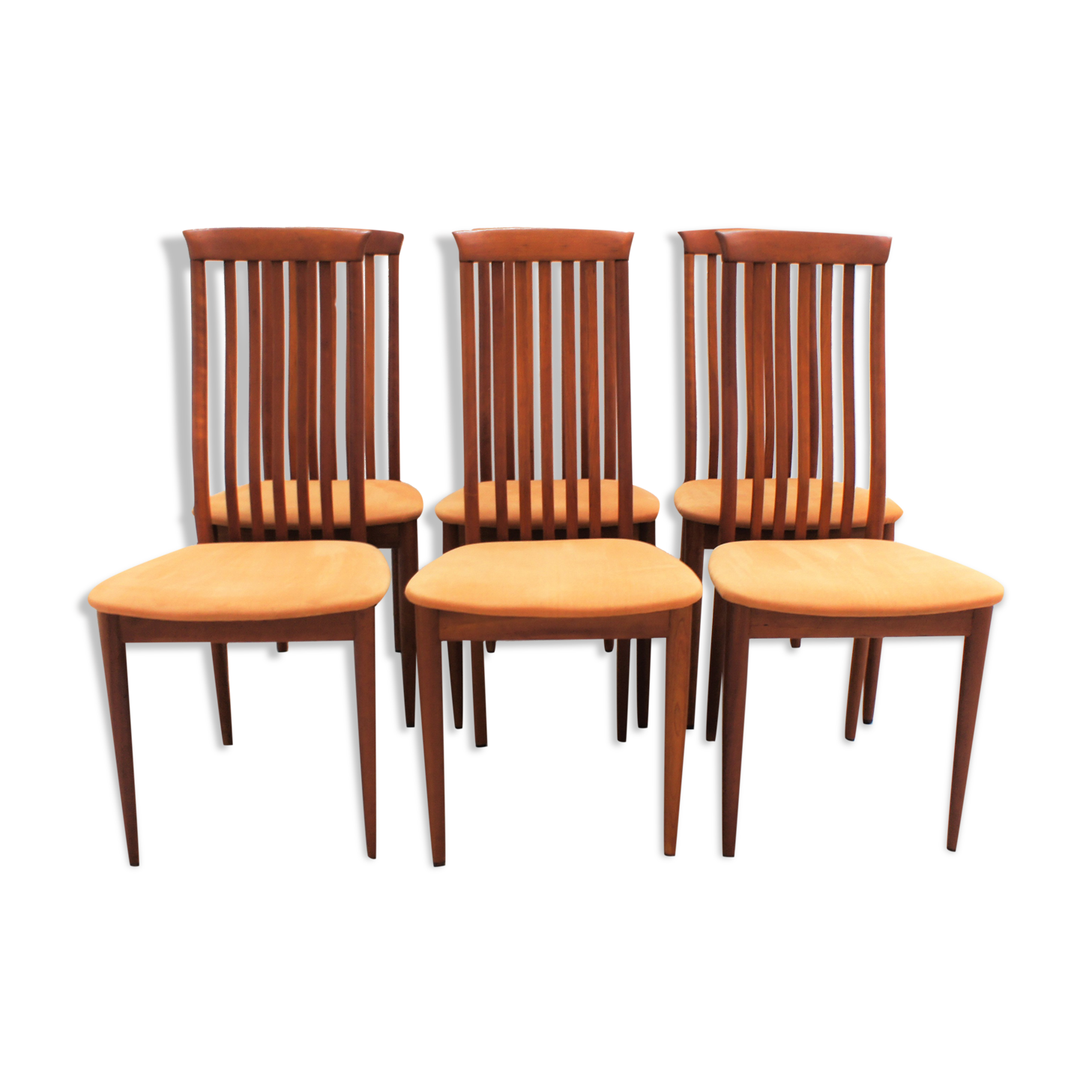 Series of six Scandinavian chairs in solid teak